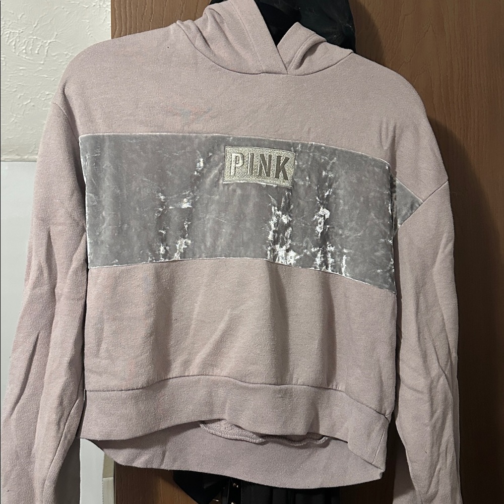 Purple/grey Velvet Accent Hoodie